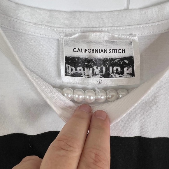 California Stitch White Rolled Sleeve Graphic Tee SZ L - Picture 6 of 6